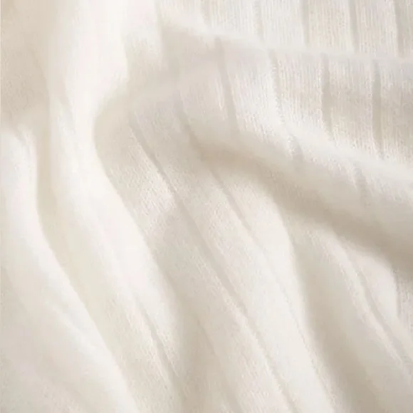 Charter Club Ivory Ribbed 100% Cashmere Scarf - Picture 3 of 5